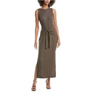 Michael Stars Dress Women’s Large Solana Midi Ribbed NWT Luxe Jasper Dolma Brown